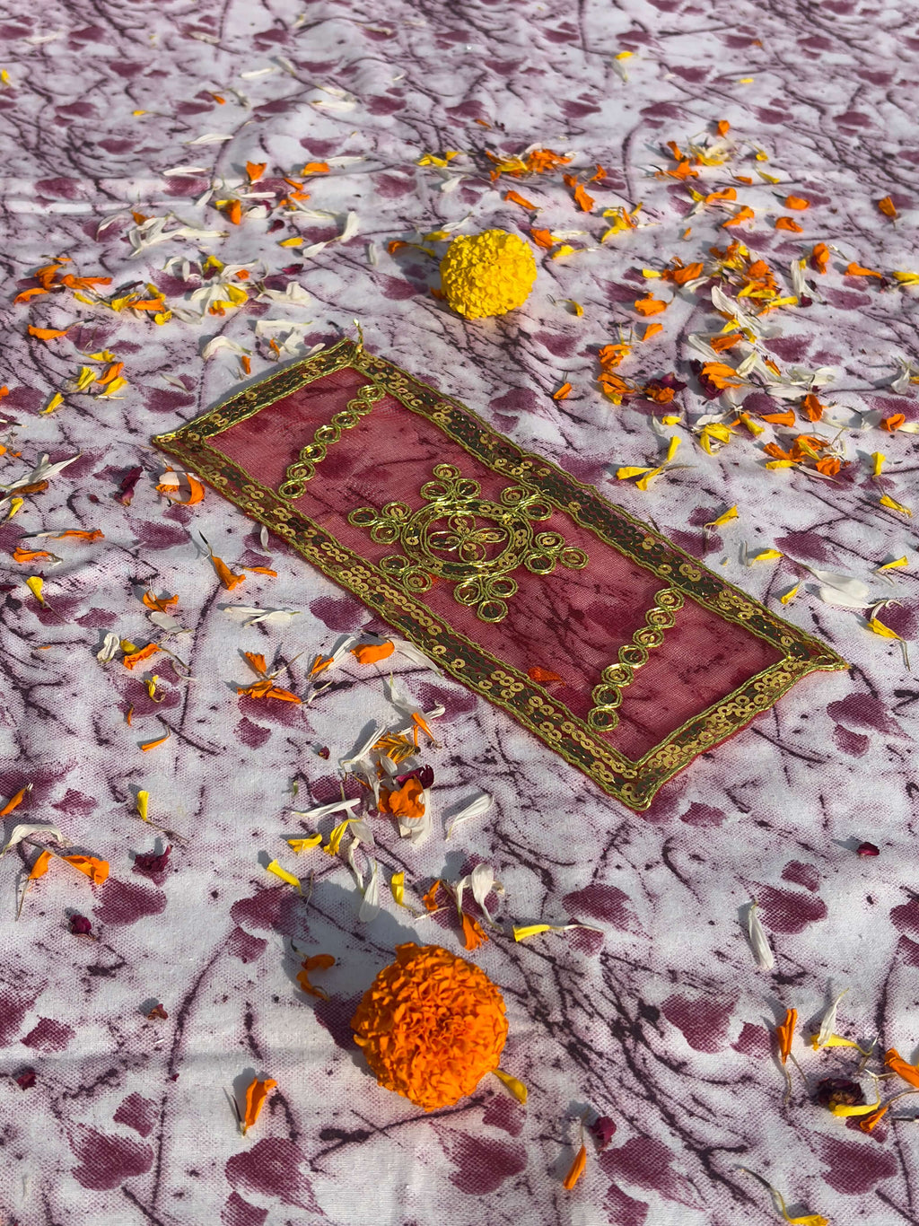 Red Golden Embroidered Chunri