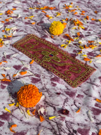 Red Floral Embroidered Chunri with Golden Border