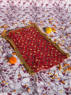 Red Net Sequin Embroidered Chunri