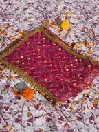 Pink Sequin Embroidered Puja Chunri