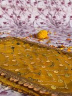 Golden Yellow Sequin Embroidered Chunri