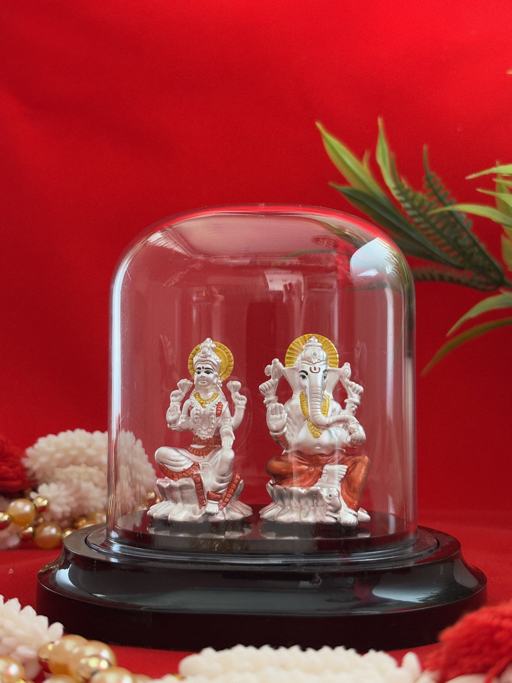 Pure Silver Plated Lakshmi Ganesha Idol
