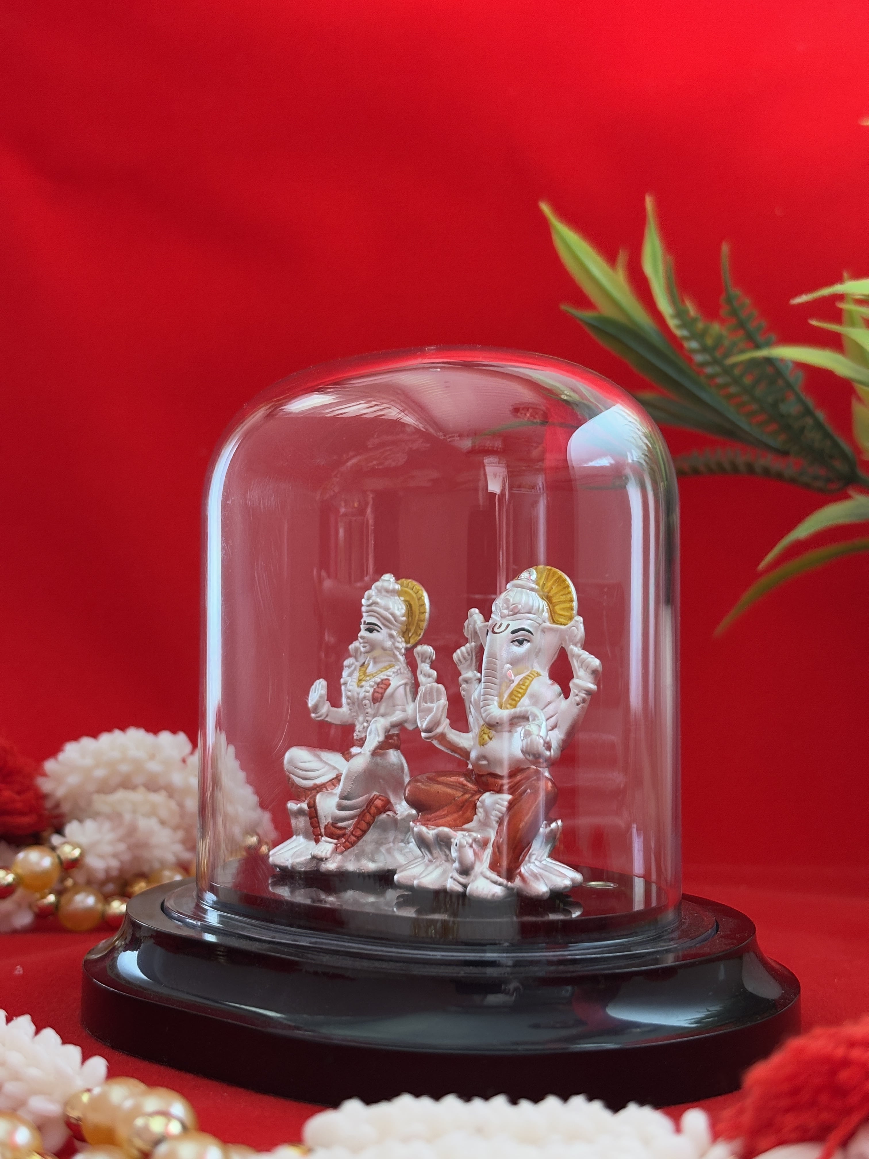 Pure Silver Plated Lakshmi Ganesha Idol
