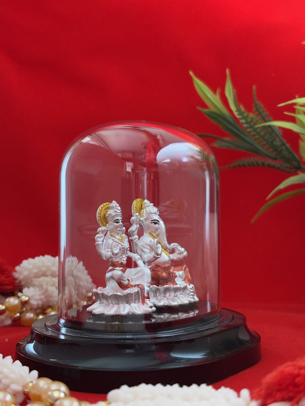 Pure Silver Plated Lakshmi Ganesha Idol
