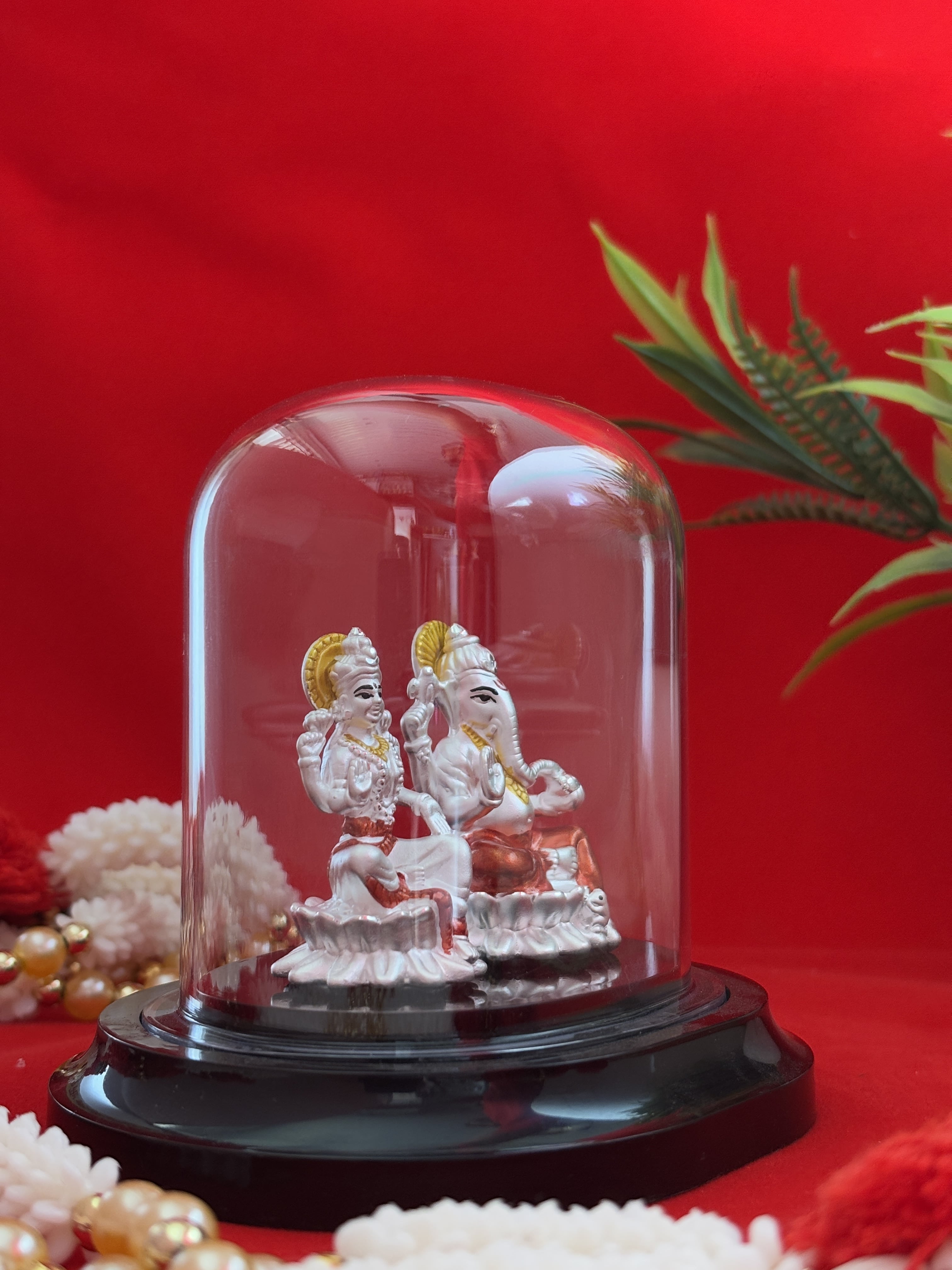 Pure Silver Plated Lakshmi Ganesha Idol