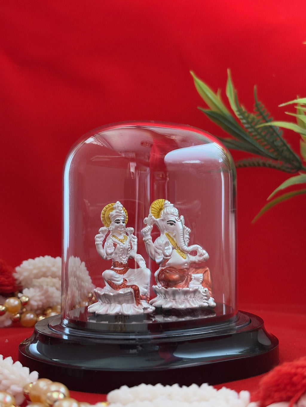 Pure Silver Plated Lakshmi Ganesha Idol