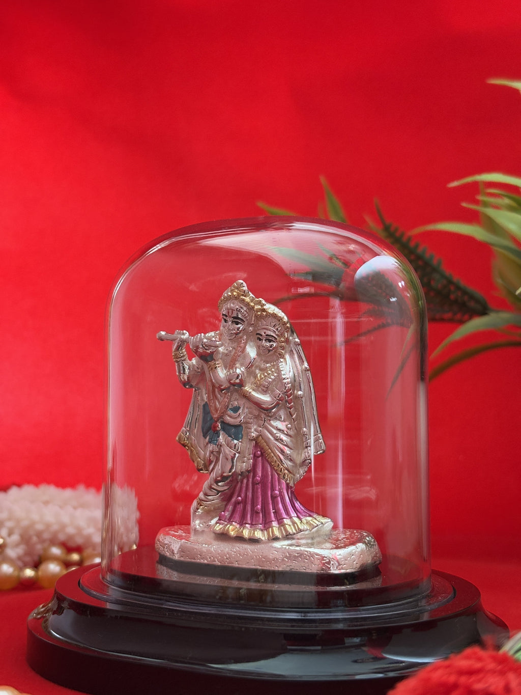 Pure Silver Plated Shri Radha-Krishna Idol