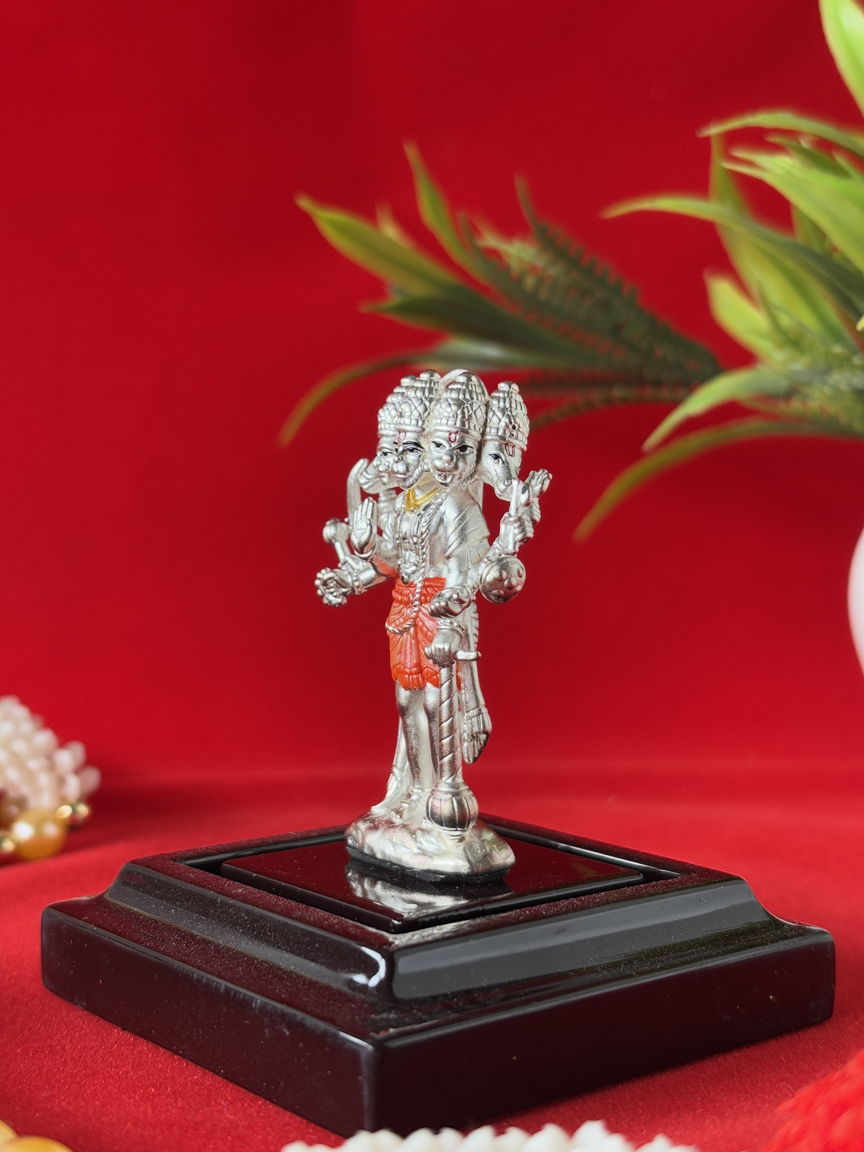 Pure Silver Plated Shri Panchmukhi Hanuman Idol