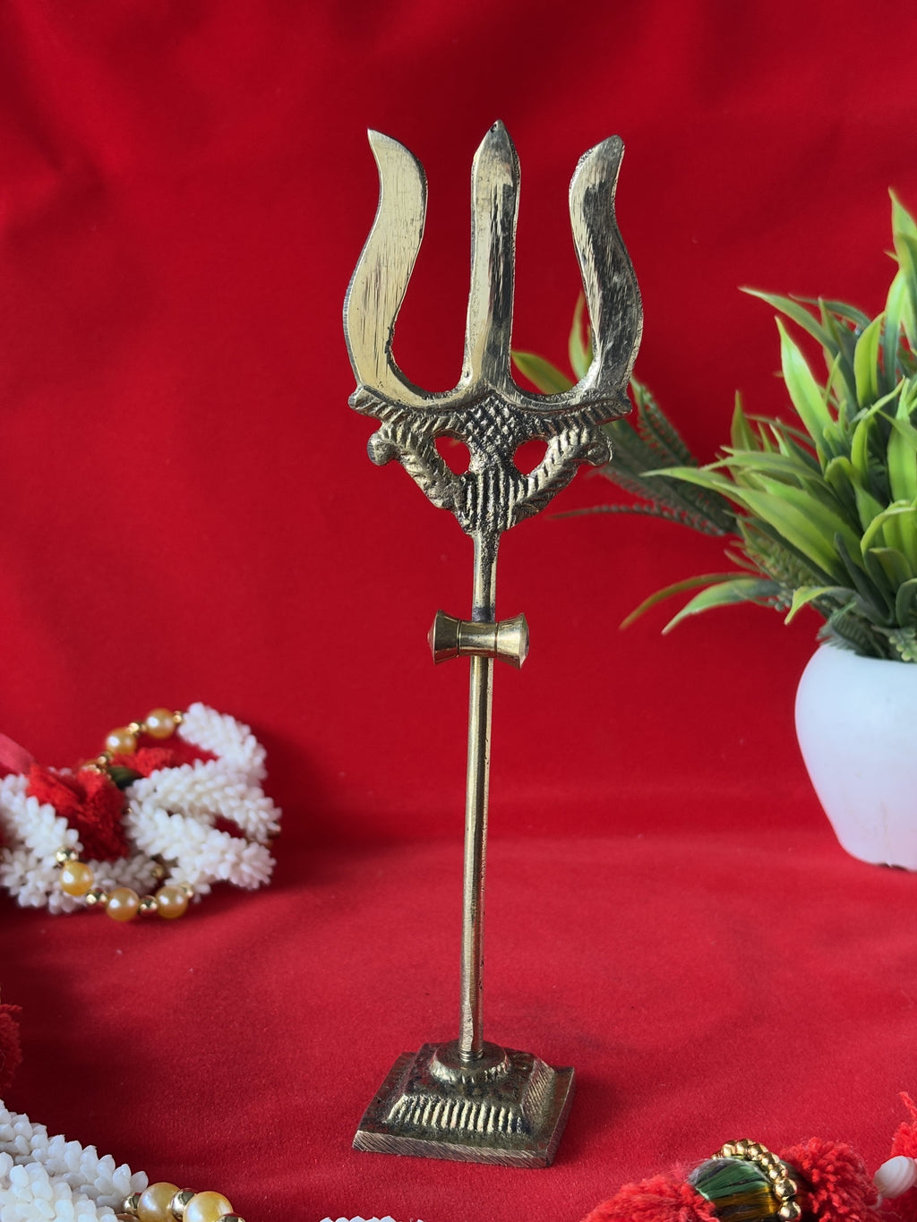 Bhagwan Shiva's Brass Trident -  7.28 inch | 90 gm