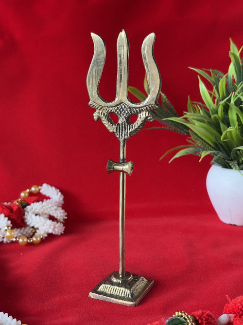 Bhagwan Shiva's Brass Trident -  7.28 inch | 90 gm