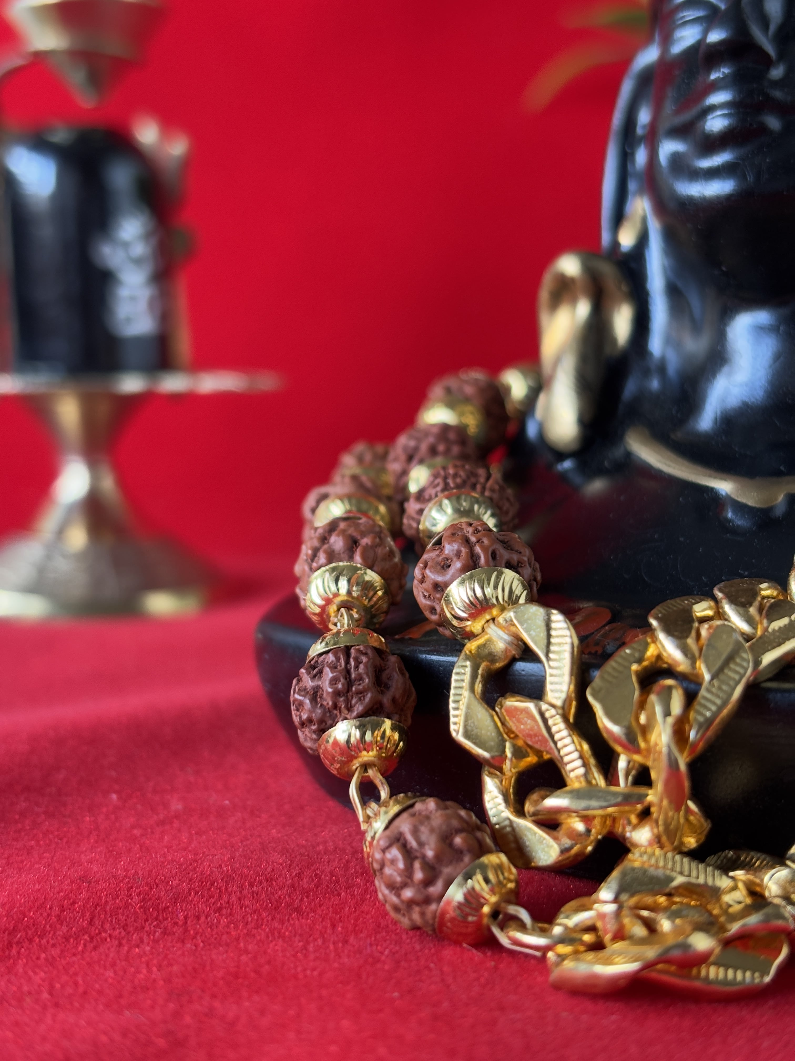 Gold Toned Rudraksh Necklace