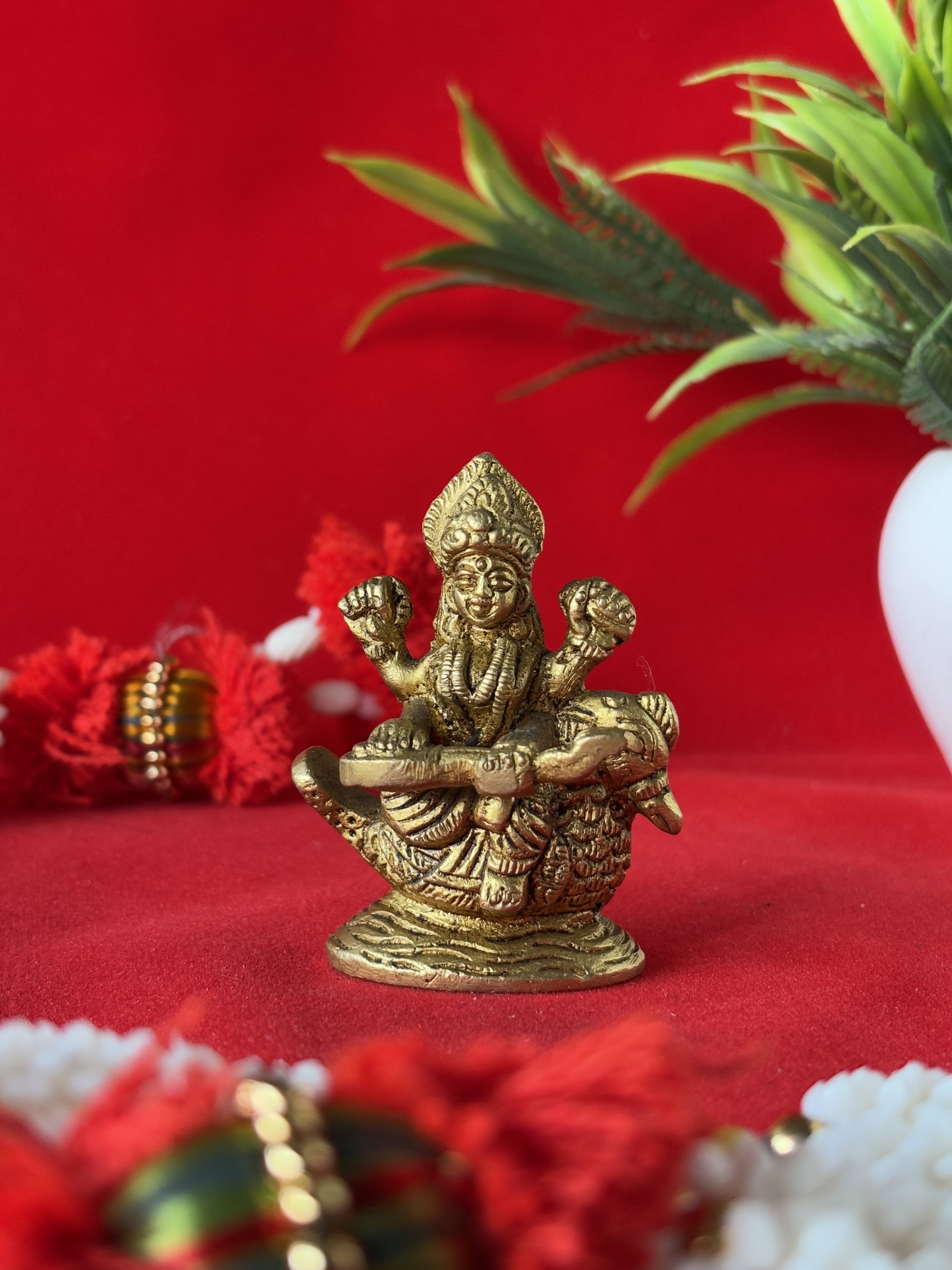 Maa Saraswati Brass Murti - 2.36 inch | 130 gm