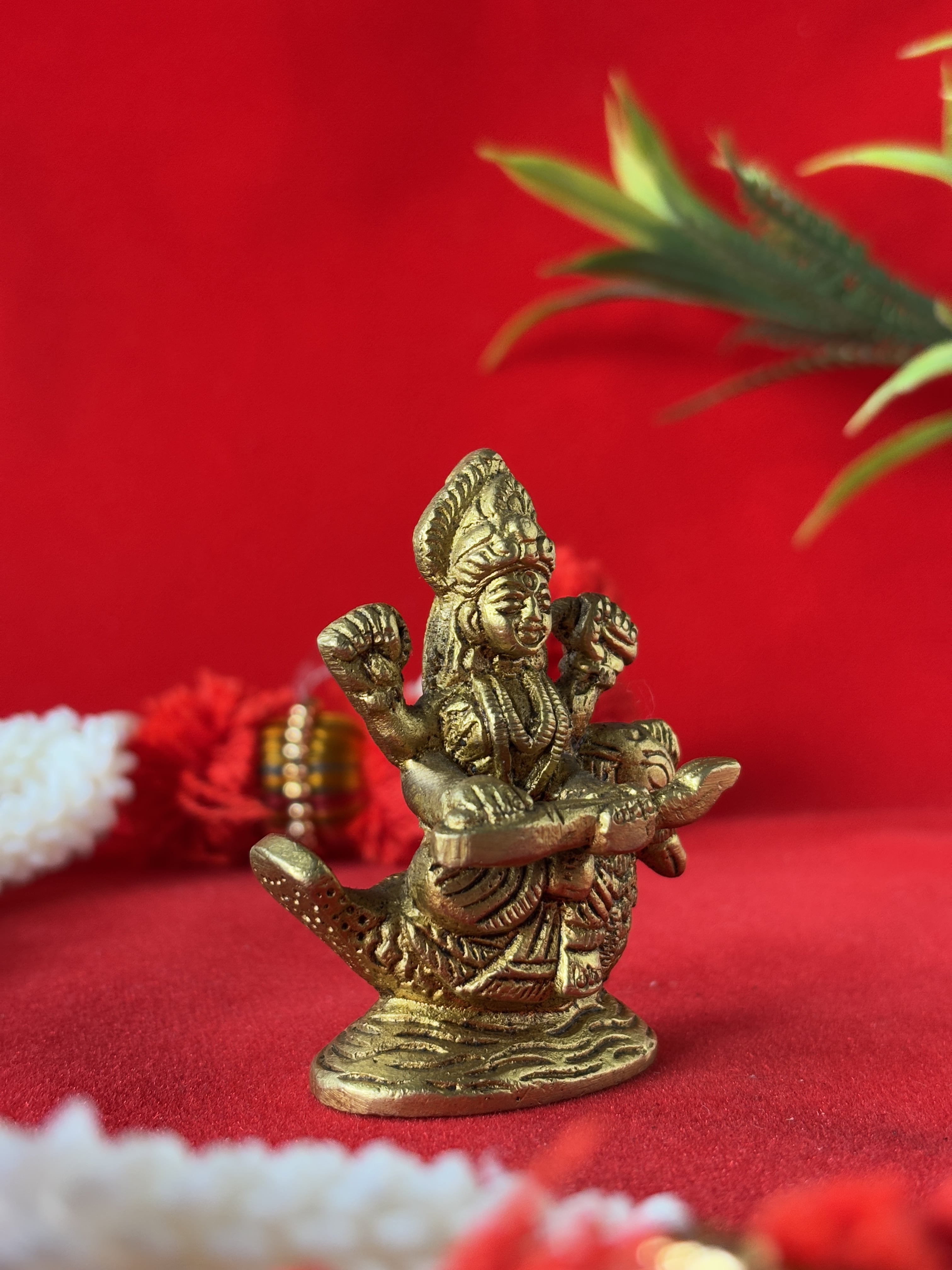 Maa Saraswati Brass Murti - 2.36 inch | 130 gm