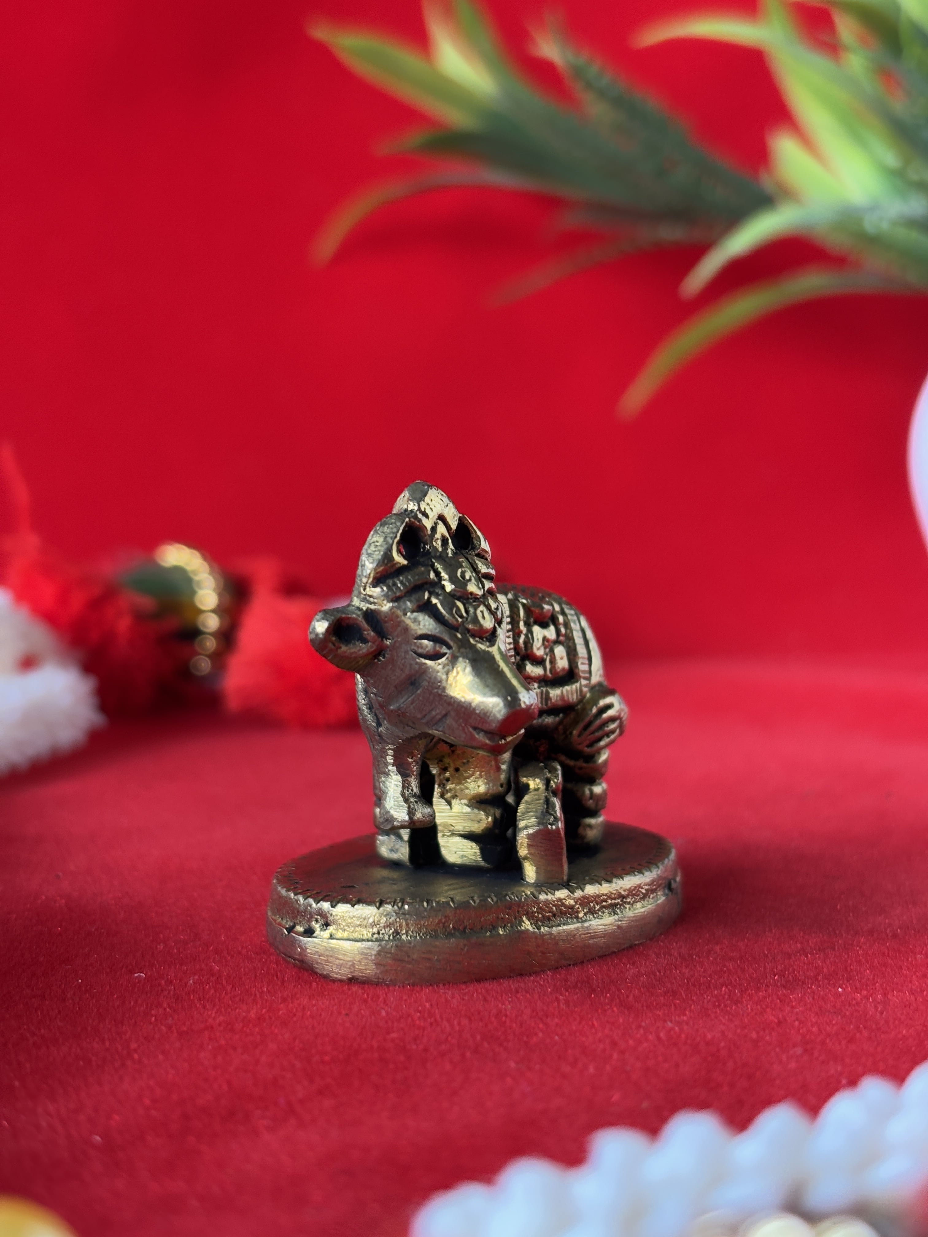 Brass Gau Mata with Calf - 1.6 inch | 100 gm