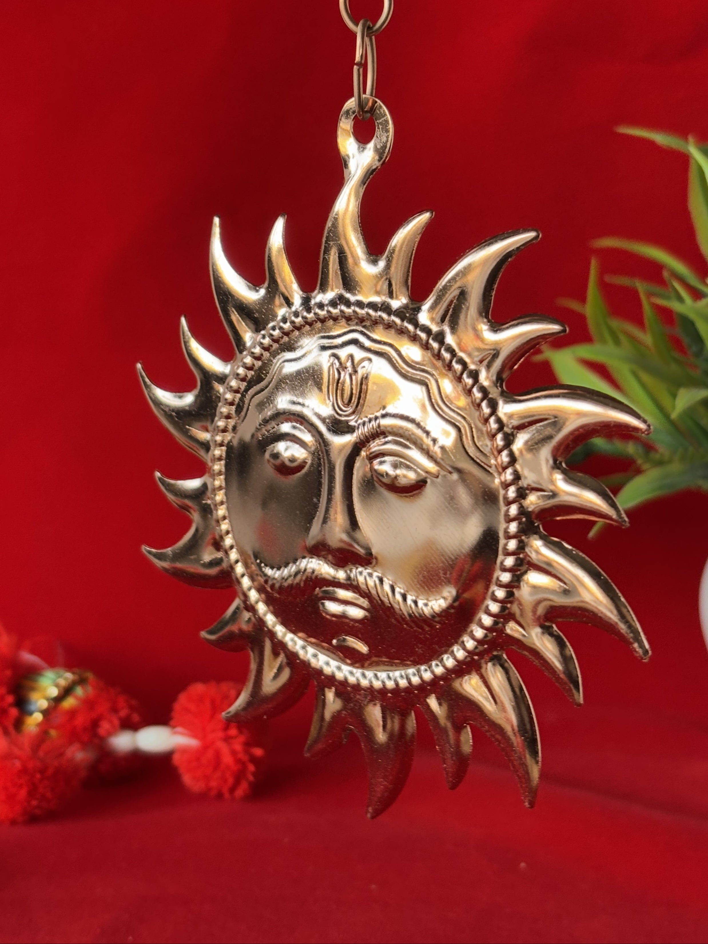 Copper Surya Dev Wall Hanging