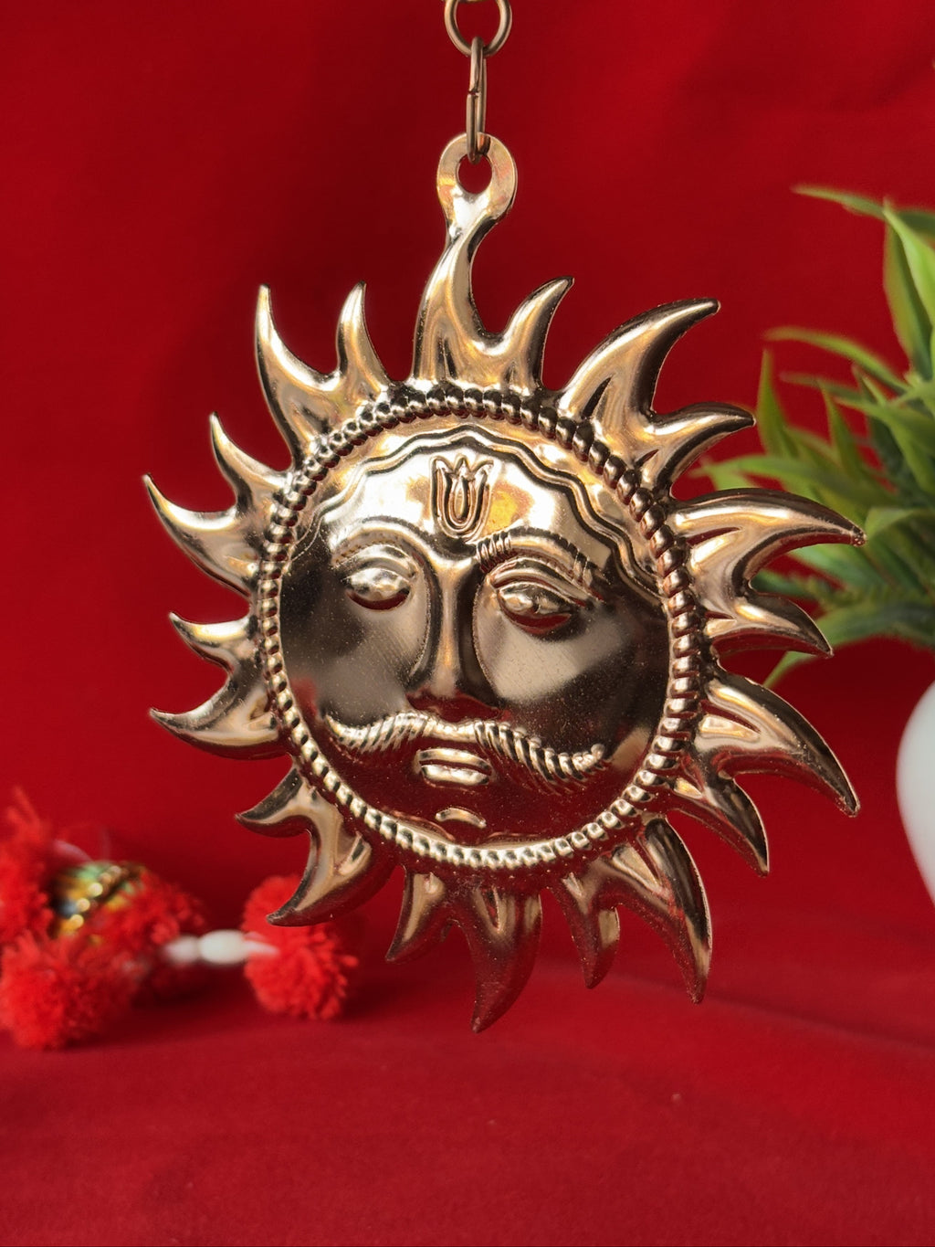 Copper Surya Dev Wall Hanging