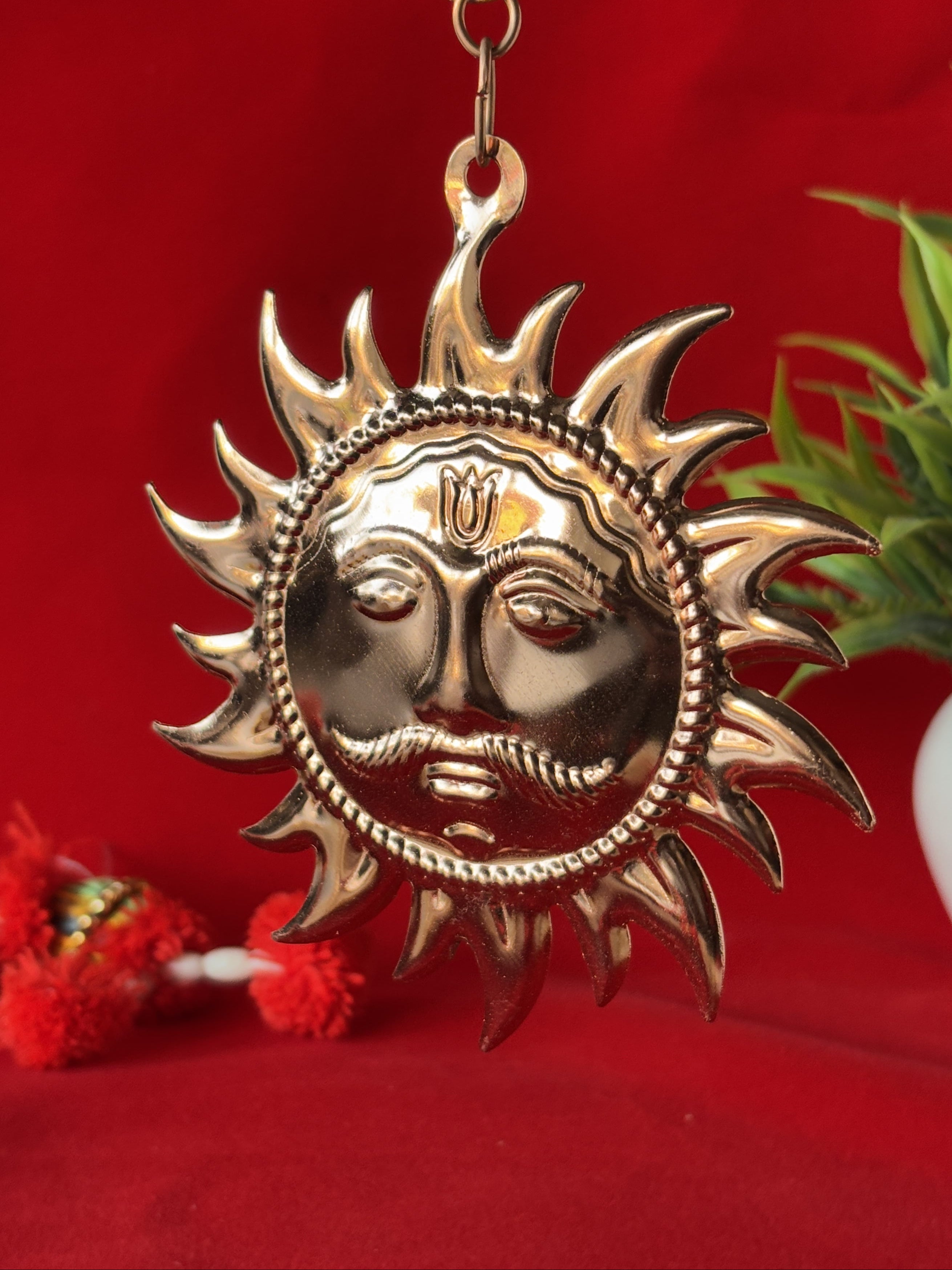 Copper Surya Dev Wall Hanging