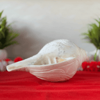 Natural White Shankh with Bhagwan Ganesha Carving