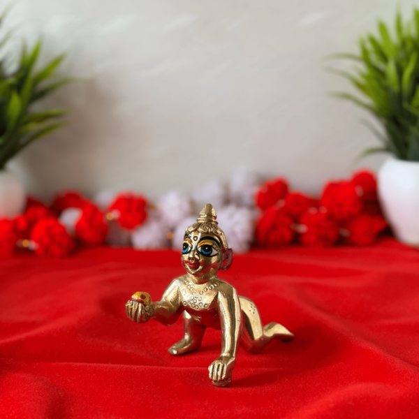 Laddu Gopal Brass Idol with makeup