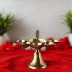 Brass Panchmukhi Diya with Handle